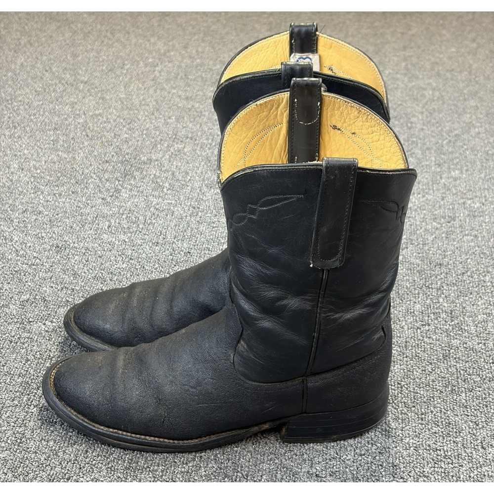 Anderson Bean Boots Mens Size 8D Black Leather Roper Western Cowboy 4336D